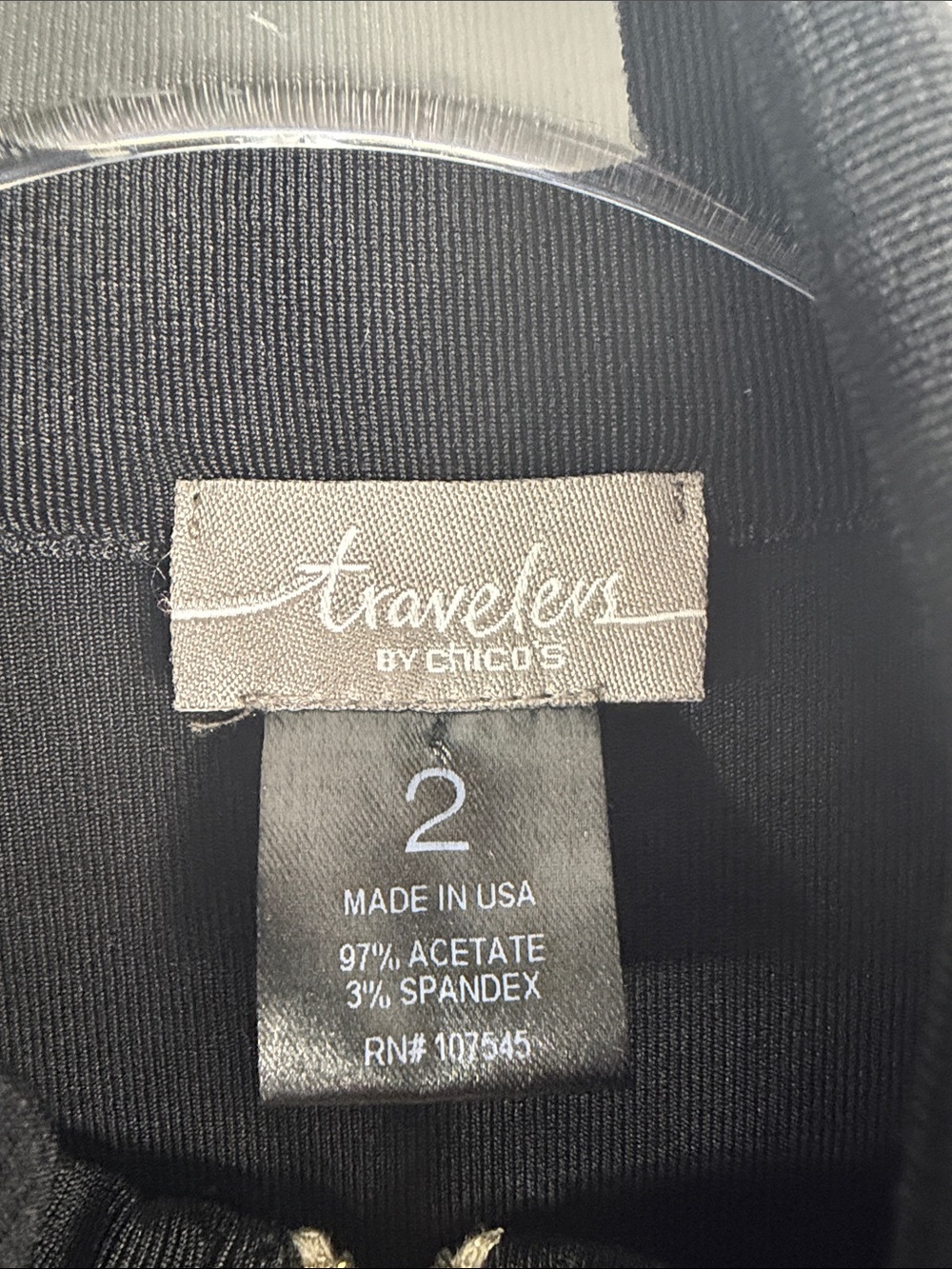 Chico’s Travelers Black Liquid Knit Zip Utility Jacket 2 L Stretch - Picture 3 of 5
